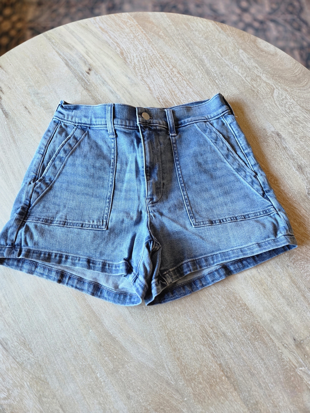 J. Crew Light Blue Denim High-Rise Shorts with Front Patch Pockets